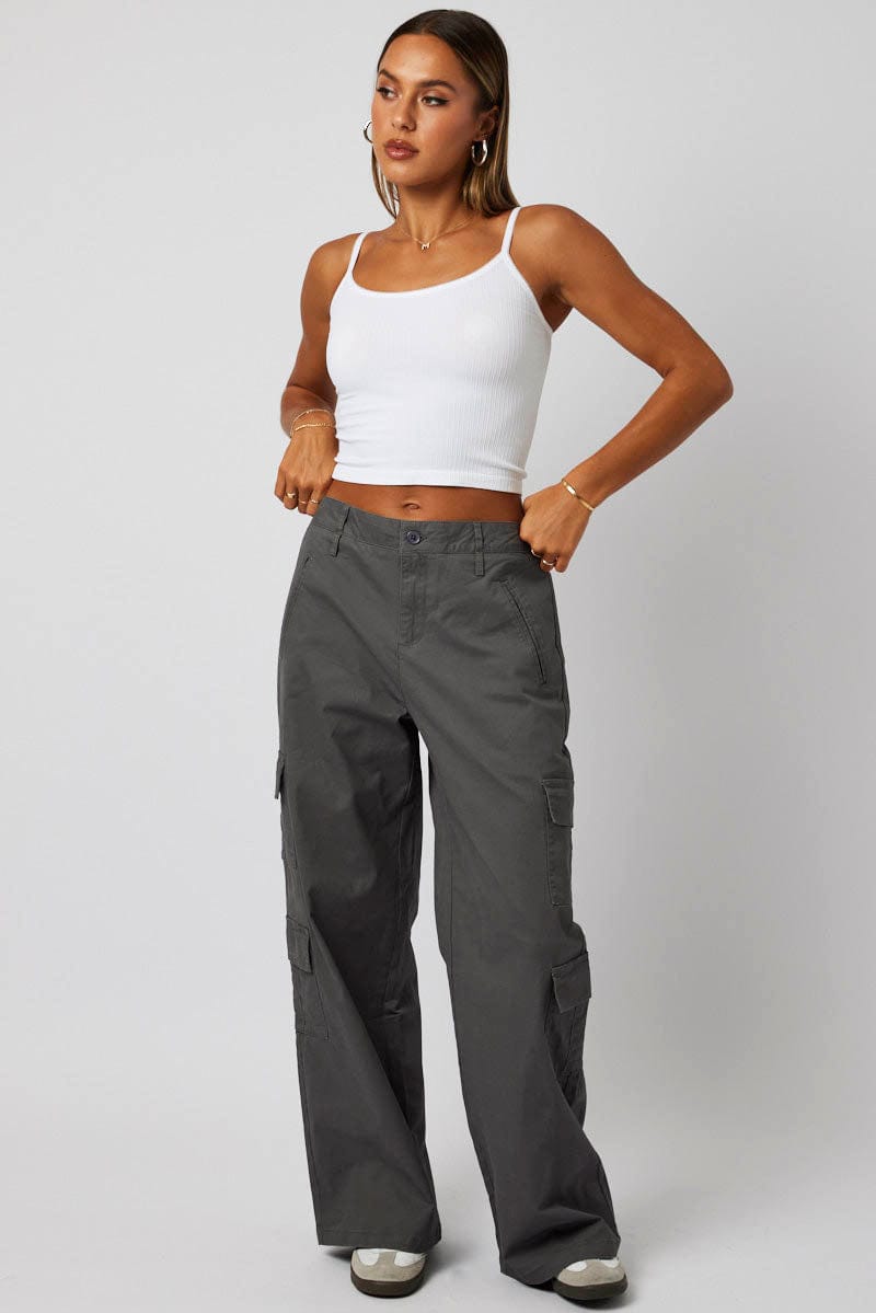 Fashion (Gray)Cargo Pants Women High Waist Denim Overalls Casual