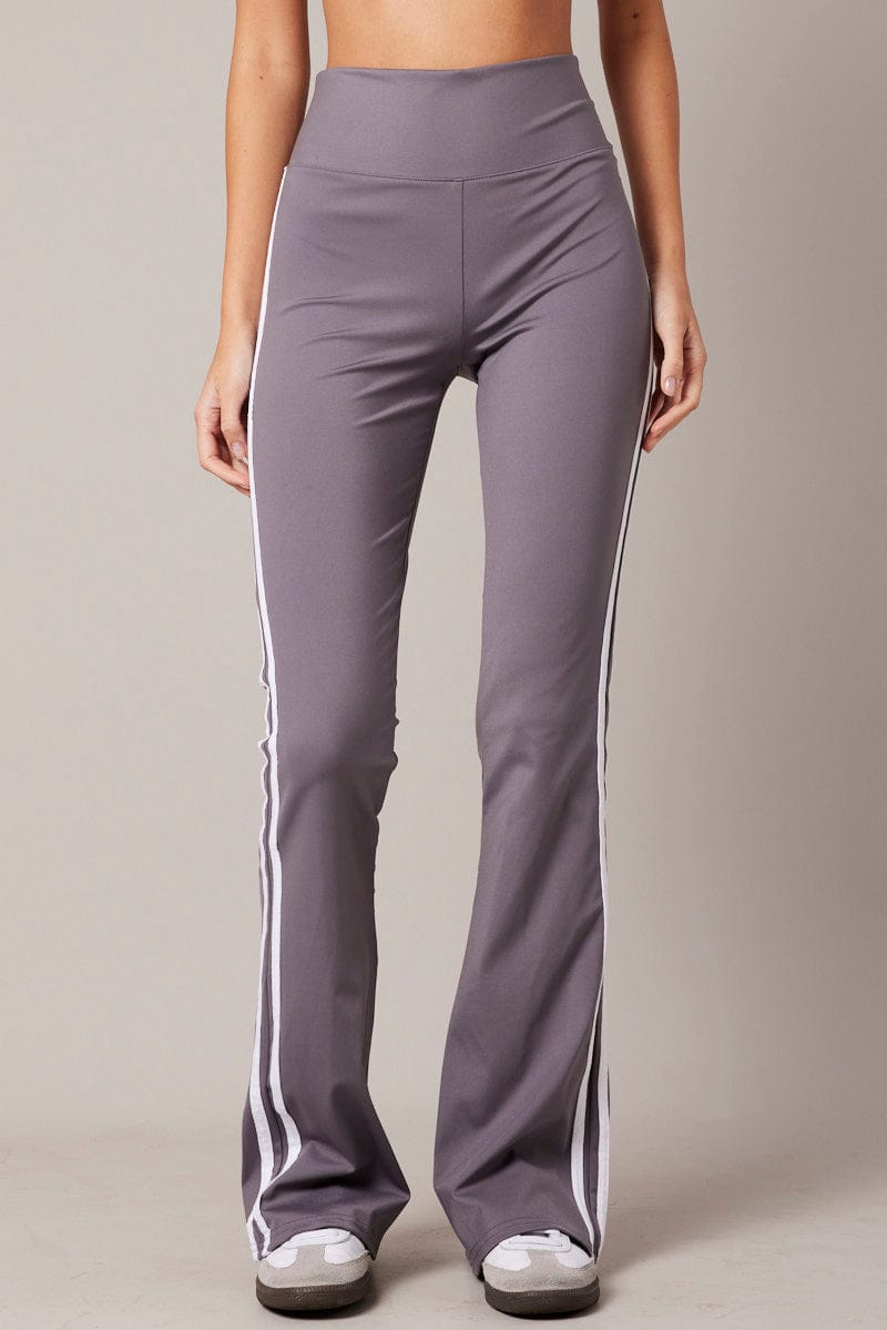 Womens Flare Leggings High Waisted Sweatpants Bell Bottoms  Bootcut Yoga Pants Plain Mauve Purple XL