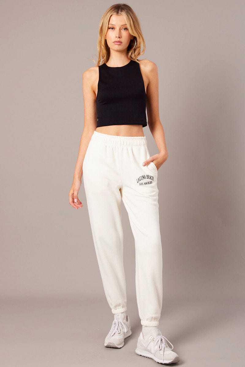 One Shoulder Tank + High Waist Pants (Style Pantry)  White tank dress, High  waisted pants, High waisted pants outfit