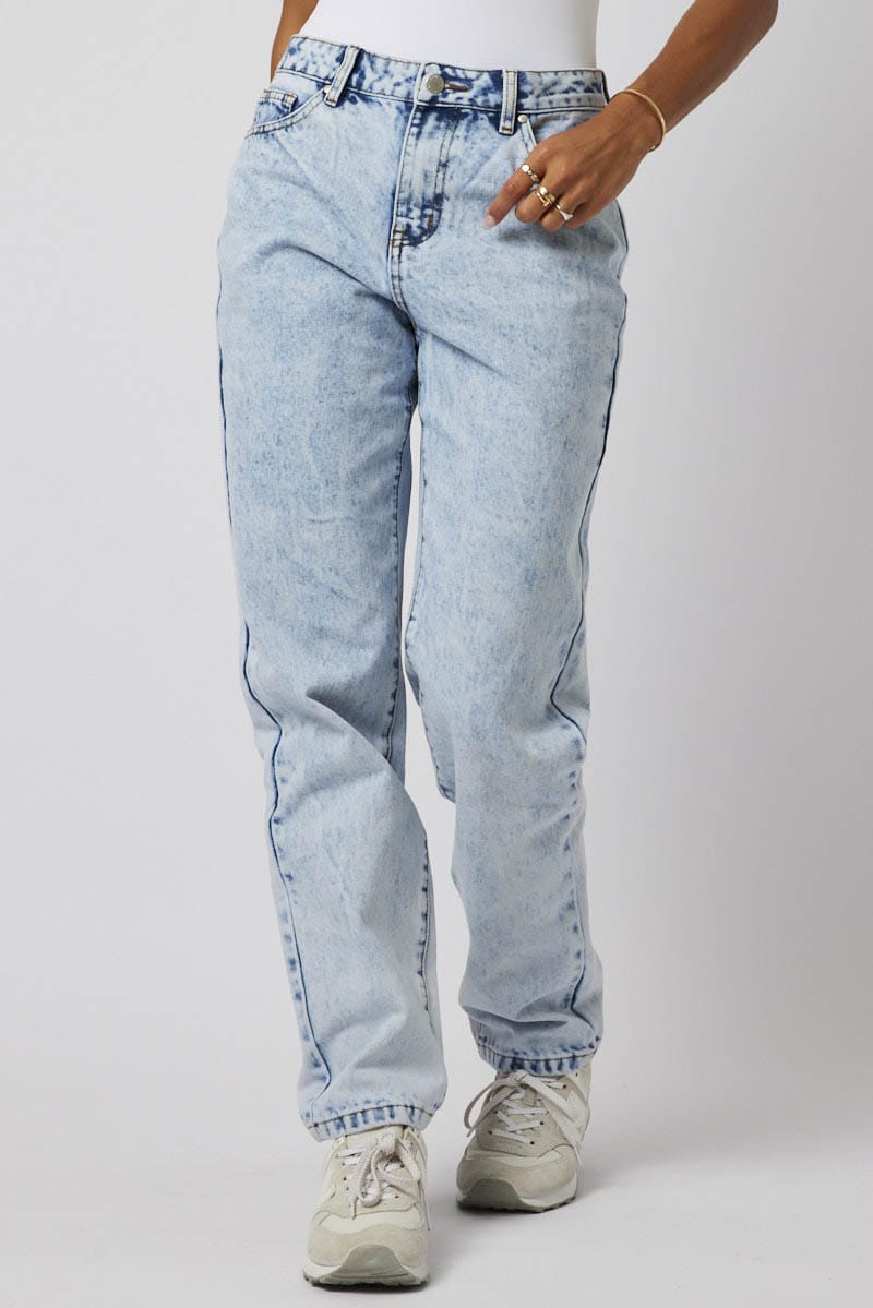 Denim Baggy Jeans High Rise Ripped