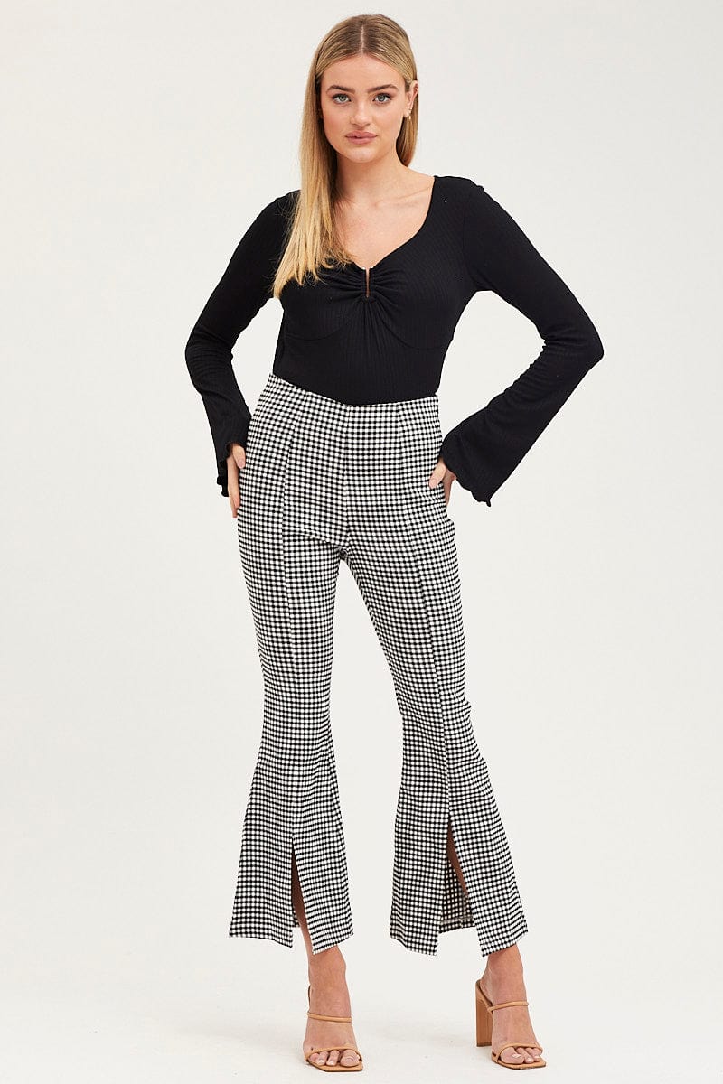 Buy INFISPACE® Women High waisted Black & White Check Palazzo Trouser Pants  for Formal/Casual wear (Upto 36'' waist size) (Medium) at Amazon.in