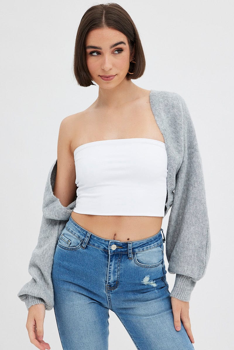 Adoree - Knit Shrug / Cropped Camisole Top