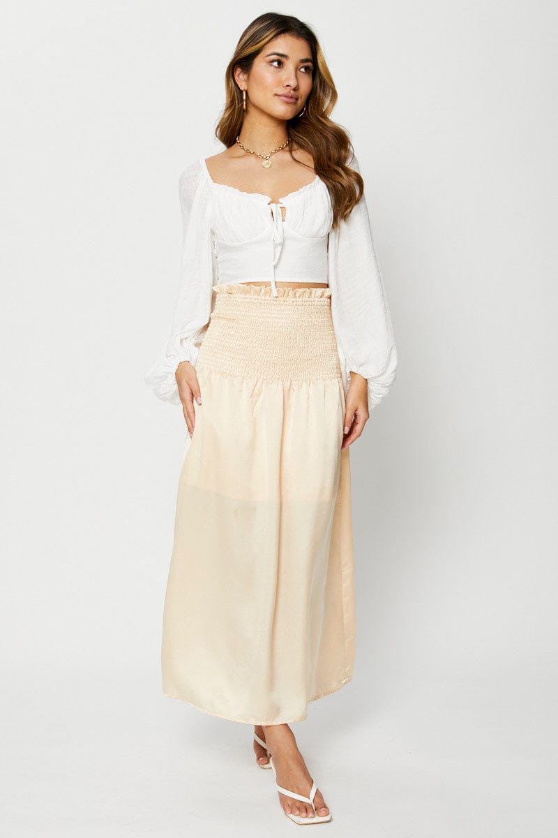 Womens White Maxi Skirt Satin Ally Fashion 8121