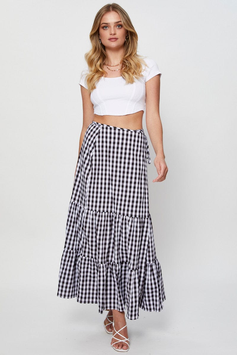 Women's Check Maxi Skirt High Rise | Ally Fashion