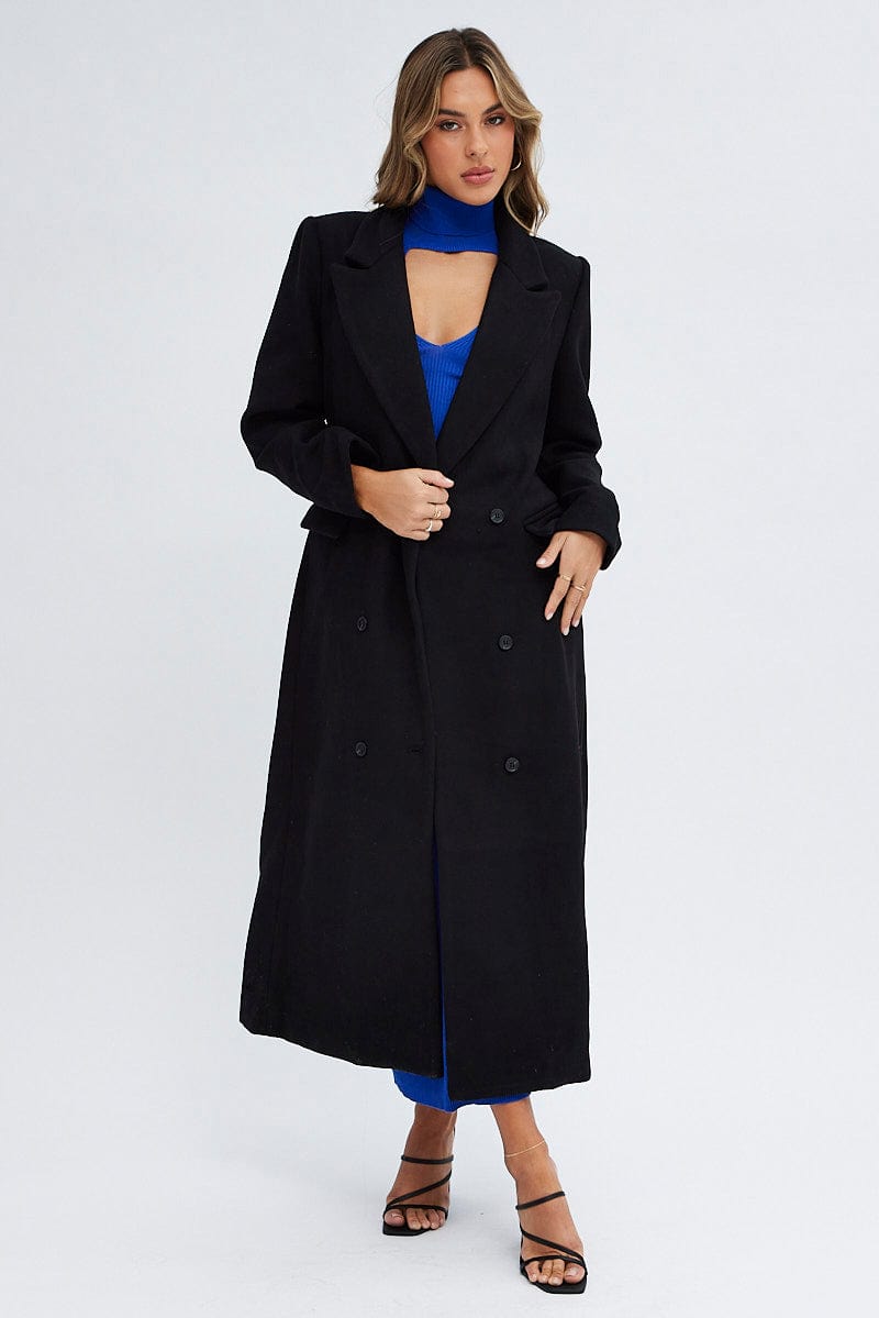 Black Longline Coat Long Sleeve