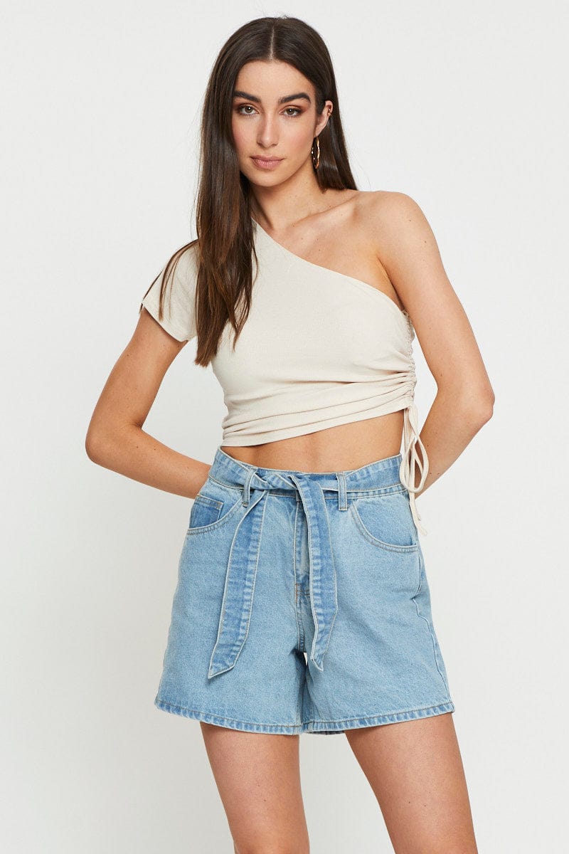 Women's Black Crop Top One Shoulder