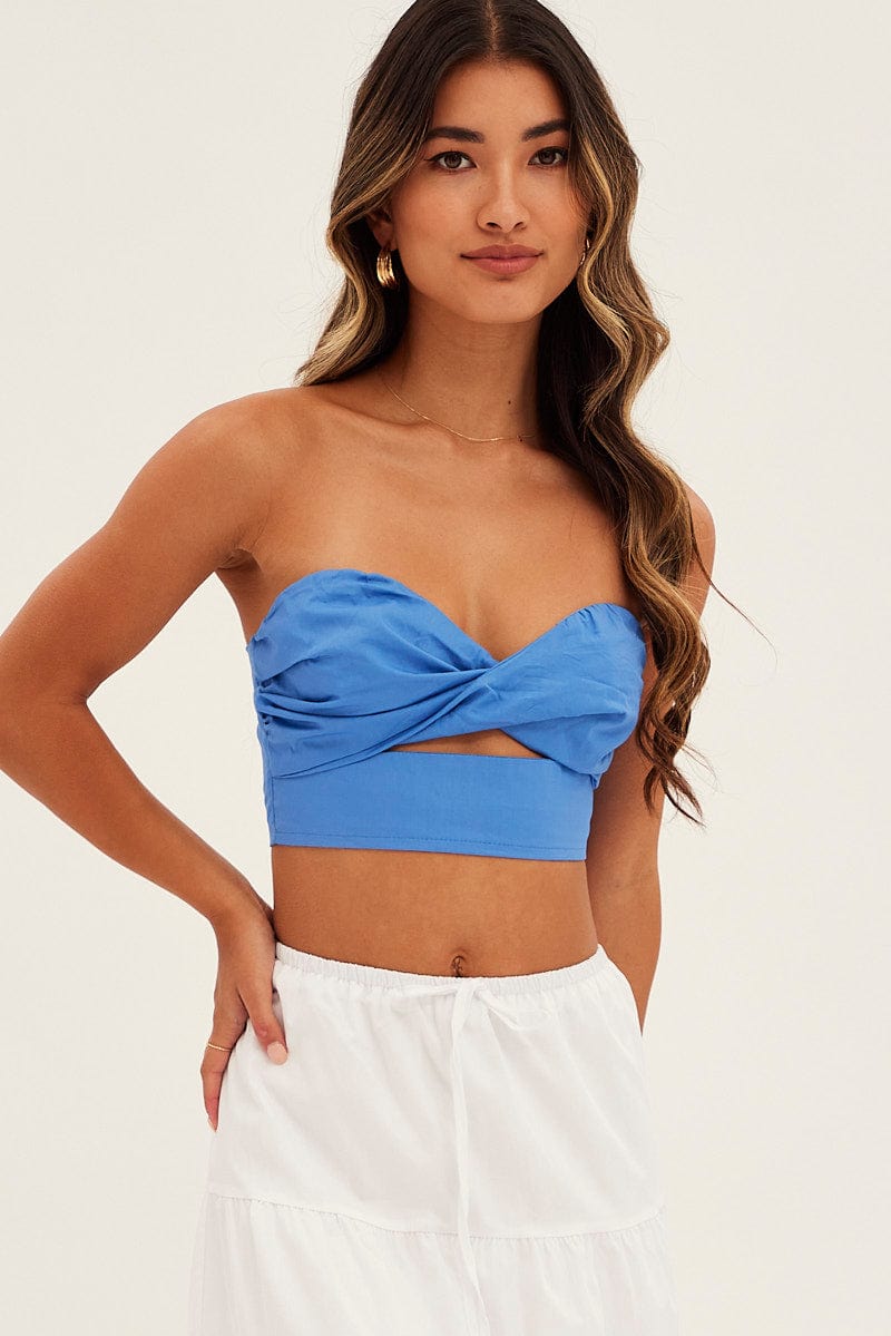 Red Bandeau Twist Front Sleeveless Crop