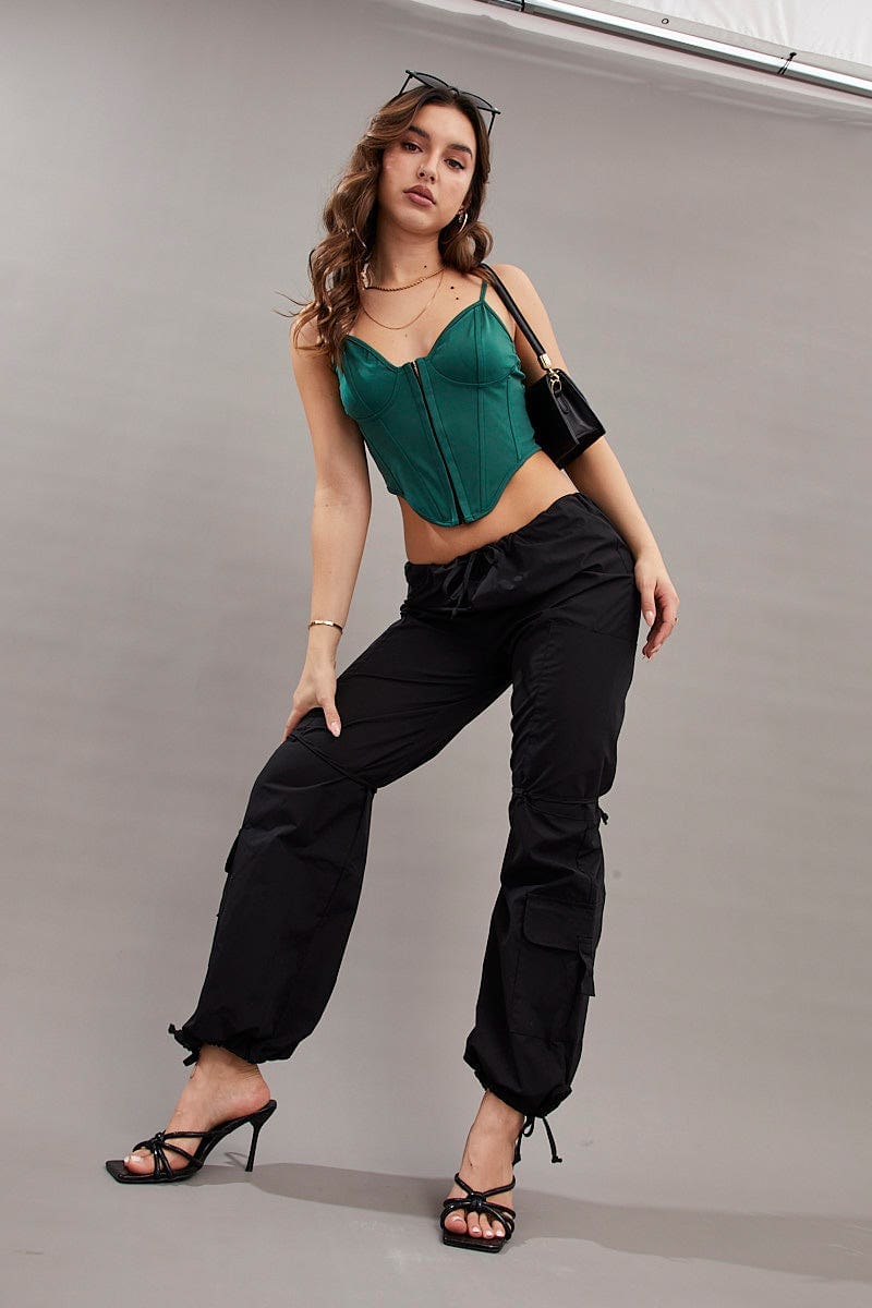 Women's Pink Cargo Parachute Pants Relaxed