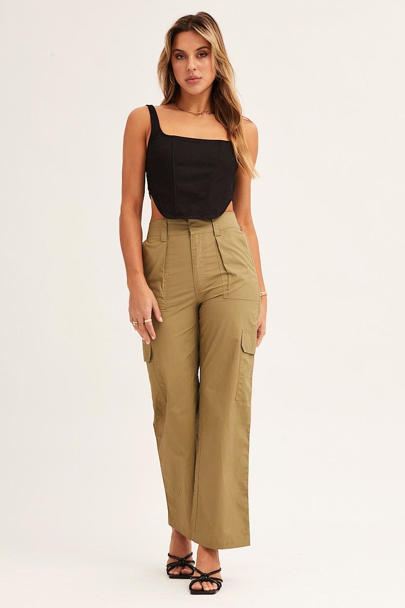 Buy Mast & Harbour Women Wide Leg Mid Rise Cargo Styled