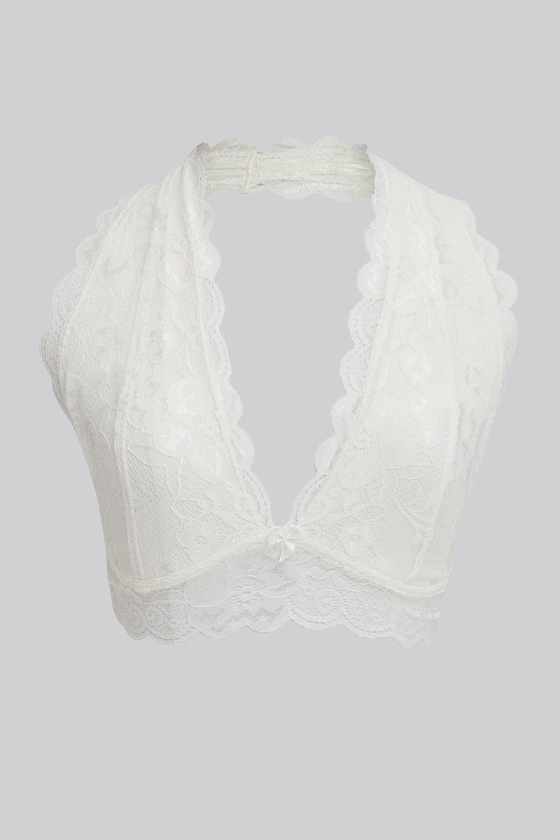 Strappy Lace Padded Bralette / Crop Top by Wishlist - White - Miss Monroe  Boutique
