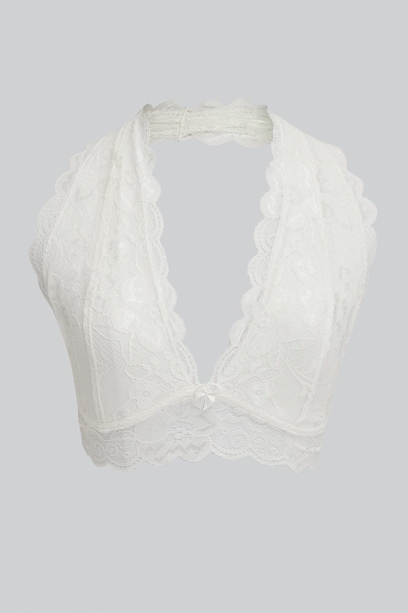 Strappy Lace Padded Bralette / Crop Top by Wishlist - White - Miss