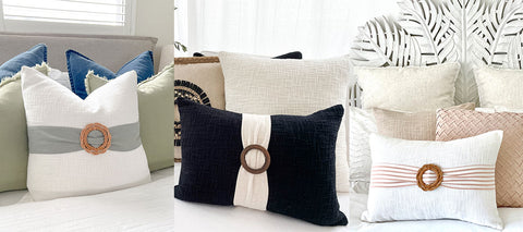 Using a buckle and fabric sash to create a classic style cushion