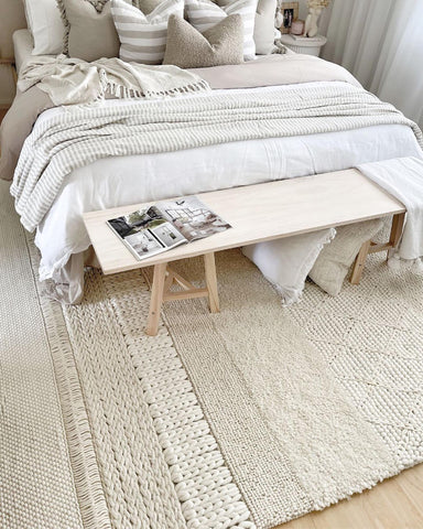 Change your bedroom styling, winter bedroom styling, rug under bed
