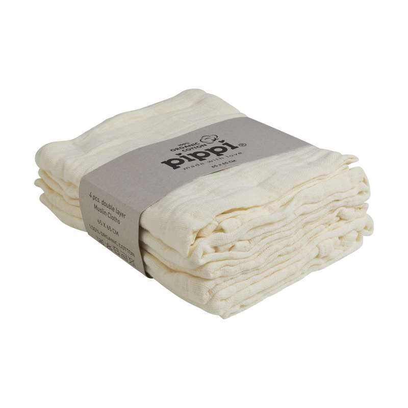 Billede af Pippi Økologisk Stofble - Muslin - 4-Pak (Marshmallow White)