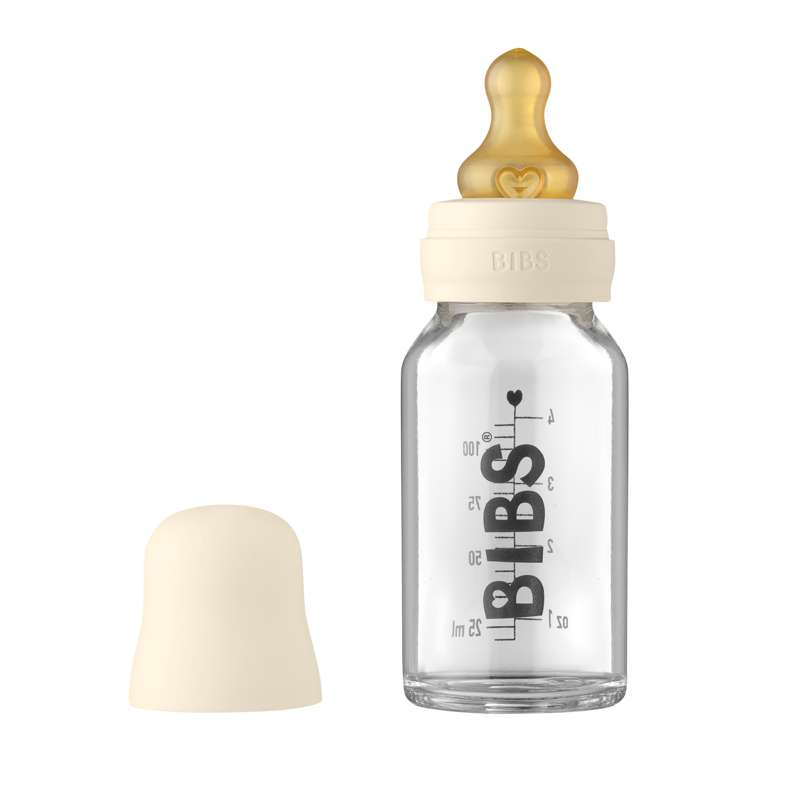 Billede af BIBS Bottle - Komplet Sutteflaskesæt - Lille - 110 ml. - Ivory hos Loukrudt