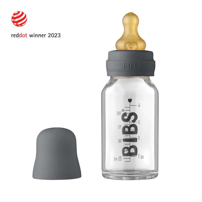 Billede af BIBS Bottle - Komplet Sutteflaskesæt - Lille - 110 ml. - Iron hos Loukrudt