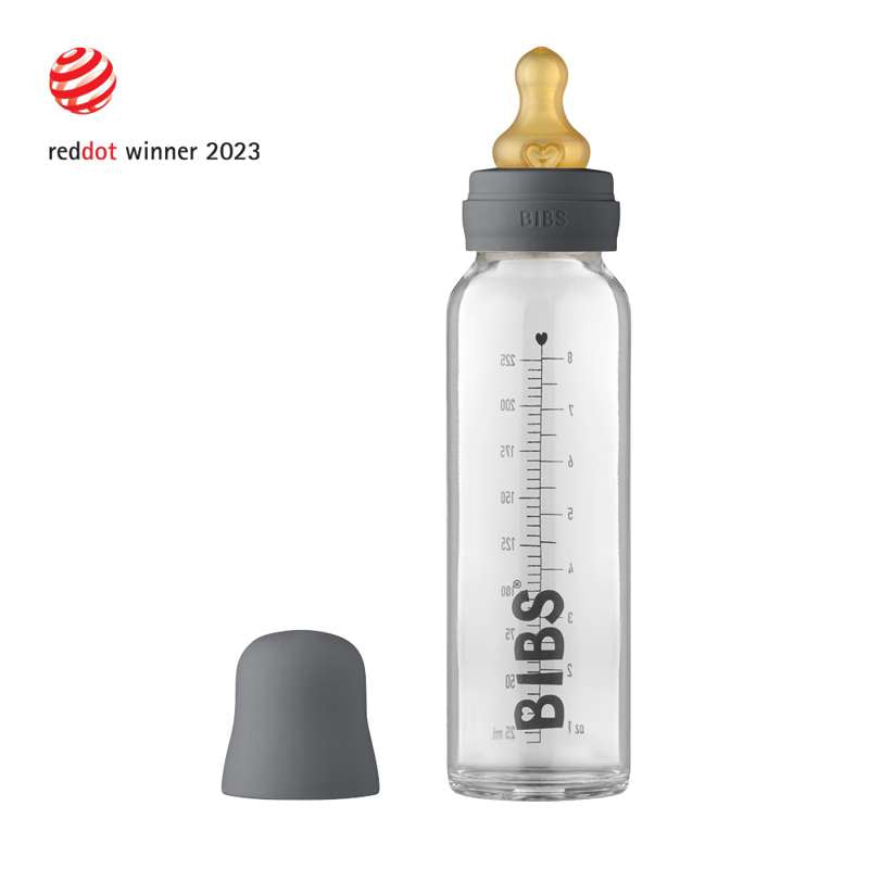 Billede af BIBS Bottle - Komplet Sutteflaskesæt - Stor - 225 ml. - Iron hos Loukrudt