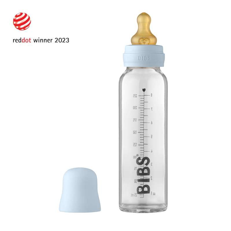 Billede af BIBS Bottle - Komplet Sutteflaskesæt - Stor - 225 ml. - Baby Blue hos Loukrudt