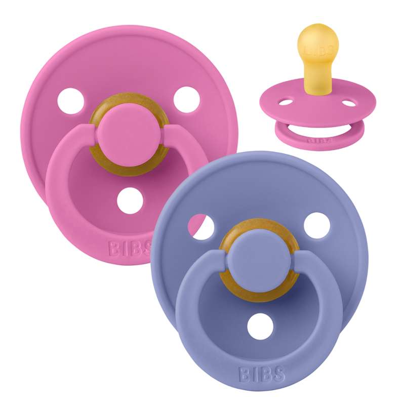 Billede af BIBS Rund Colour Sut - 2-Pak - Str. 1 - Naturgummi - Bubblegum/Peri