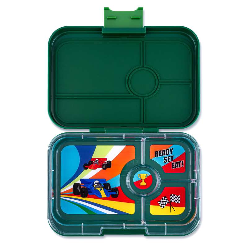 Yumbox Madkasse - Tapas XL - 4 rum - Greenwich Green/Race Cars