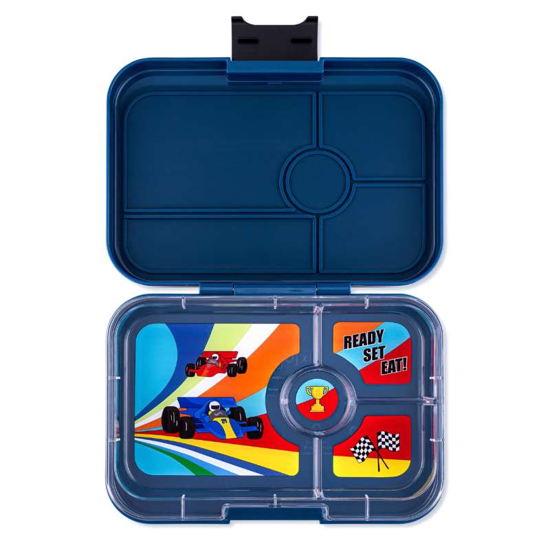 Yumbox Madkasse - Tapas XL - 4 rum - Monte Carlo Blue/Race Cars