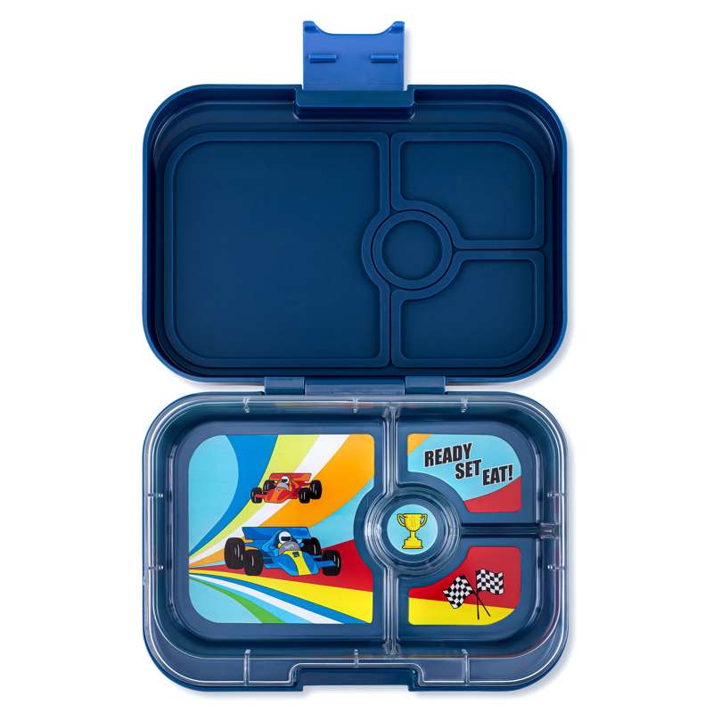 Se Yumbox Madkasse - Panino - 4 rum - Monte Carlo Blue/Race Cars hos Loukrudt