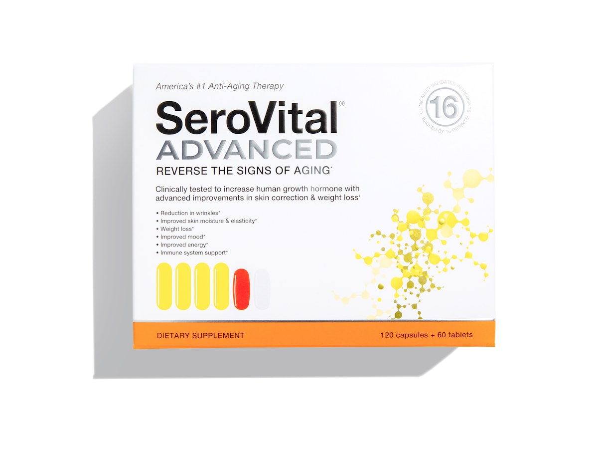Box of HGH-booster SeroVital ADVANCED on a white background