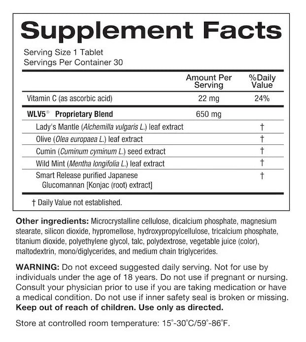 LipoValin ingredients label