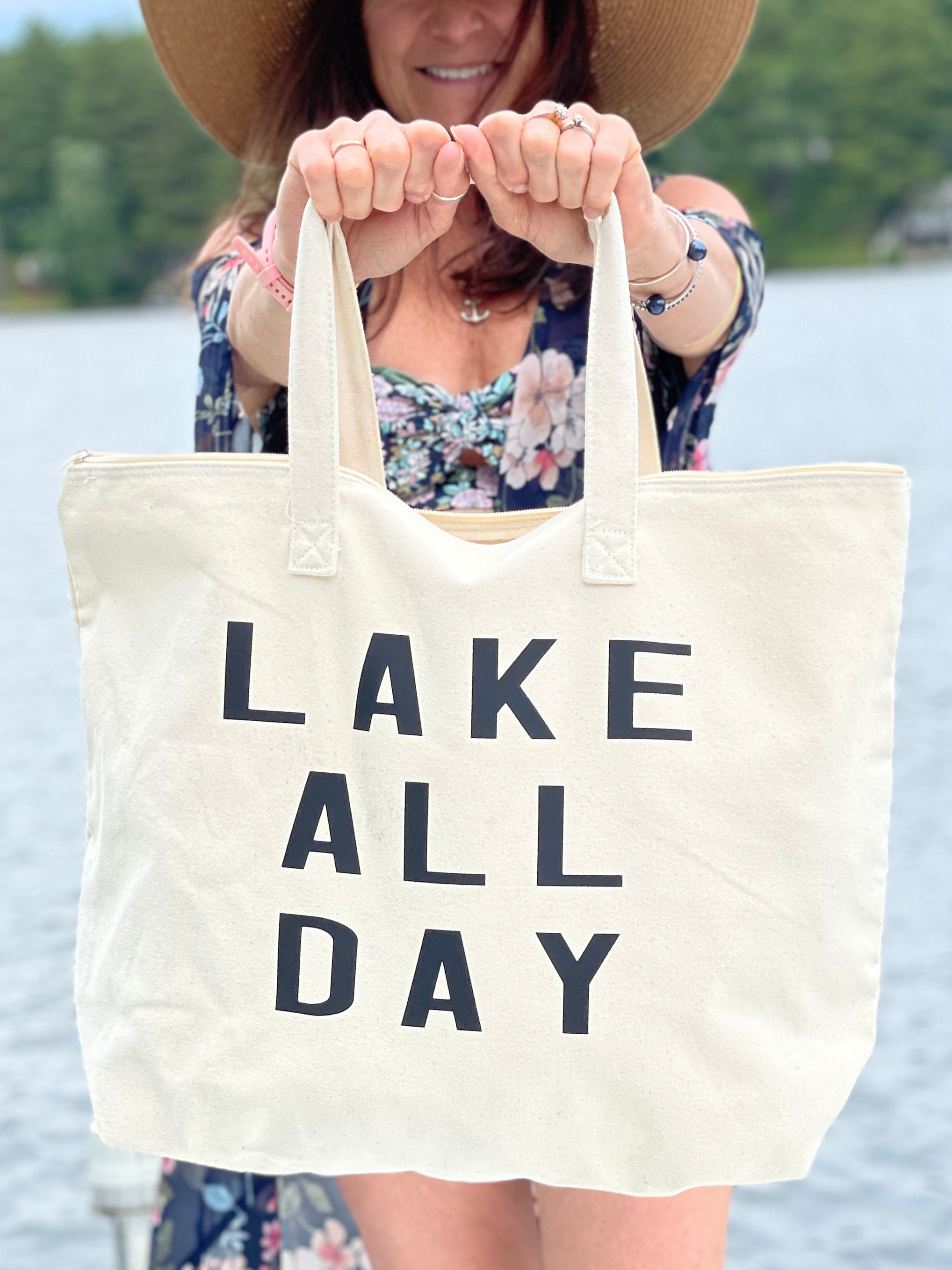 Tote with Zipper - LAKE ALL DAY