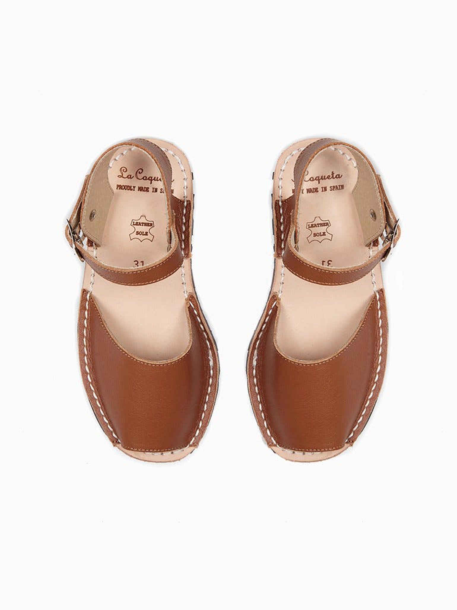 Image of Tan Leather Avarca Leather Kids Sandals
