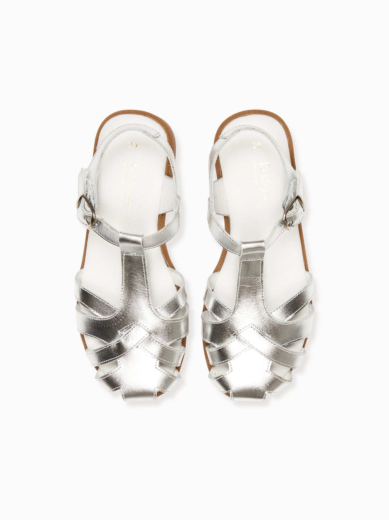 Image of Silver Sofia Leather Girl Sandals