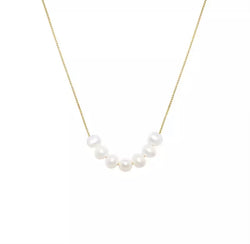 Fresh Water Pearls Gold Chain Necklace