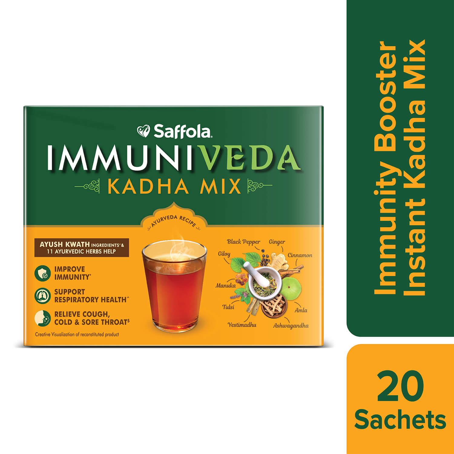 Saffola Immuniveda Golden Turmeric Milk 400g + Kadha 200g