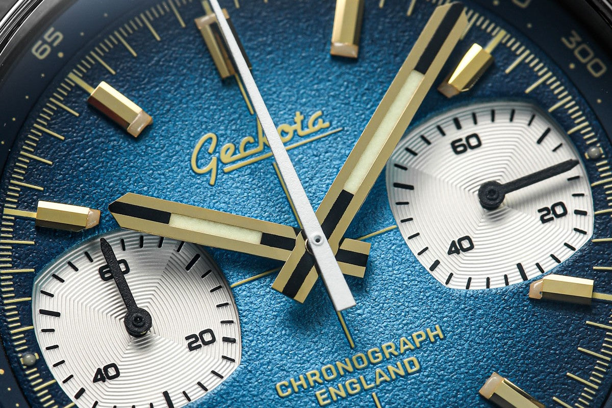 Geckota Chronotimer Chronograph Watch | Blue & Gold Fumé Dial 