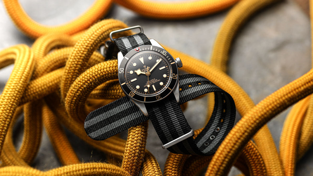 Tudor Black Bay 58 on ZULUDIVER 1973 British Military Watch Strap: CADET Bond - Classic - Satin