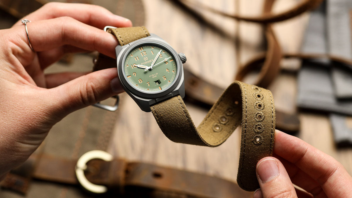 Formex Field on Vintage Canvas Military Watch Strap
