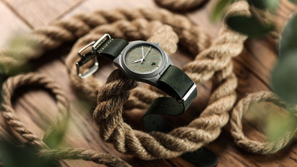 Formex Field on Oxford Vintage Green Military Watch Strap