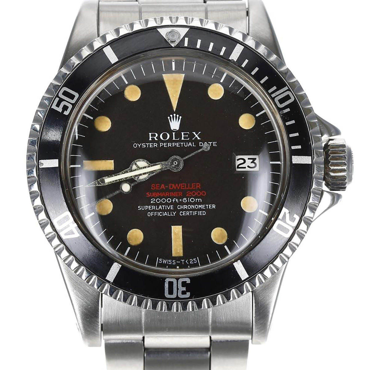 Classic vintage diver wristwatch, ‘Double Red’ Rolex Oyster Perpetual Date Sea-Dweller