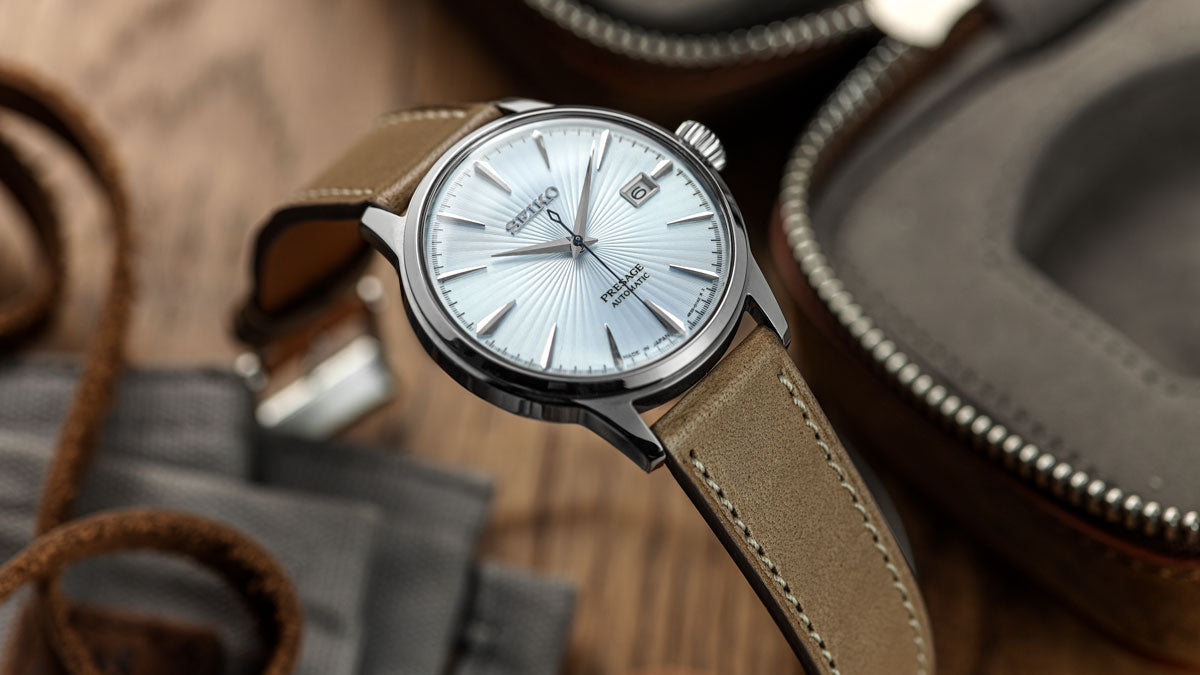 Seiko Cocktail Time on Leuven Cavallo Flat Handmade Horse Leather Watch Strap