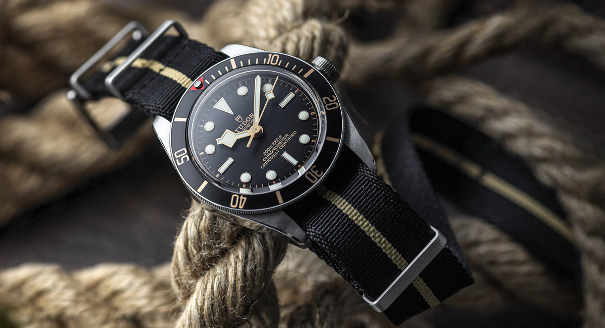 Tudor Black Bay 58 on WatchGecko Signature Military Nylon Watch Strap