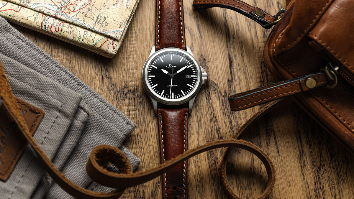 Sinn 556 on Vintage Highley Genuine Leather Watch Strap