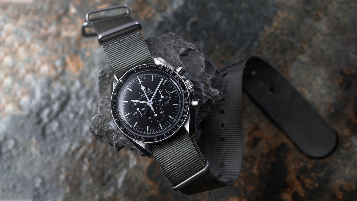 Omega Speedmaster on The Vintage Watch Company Military Watch Strap