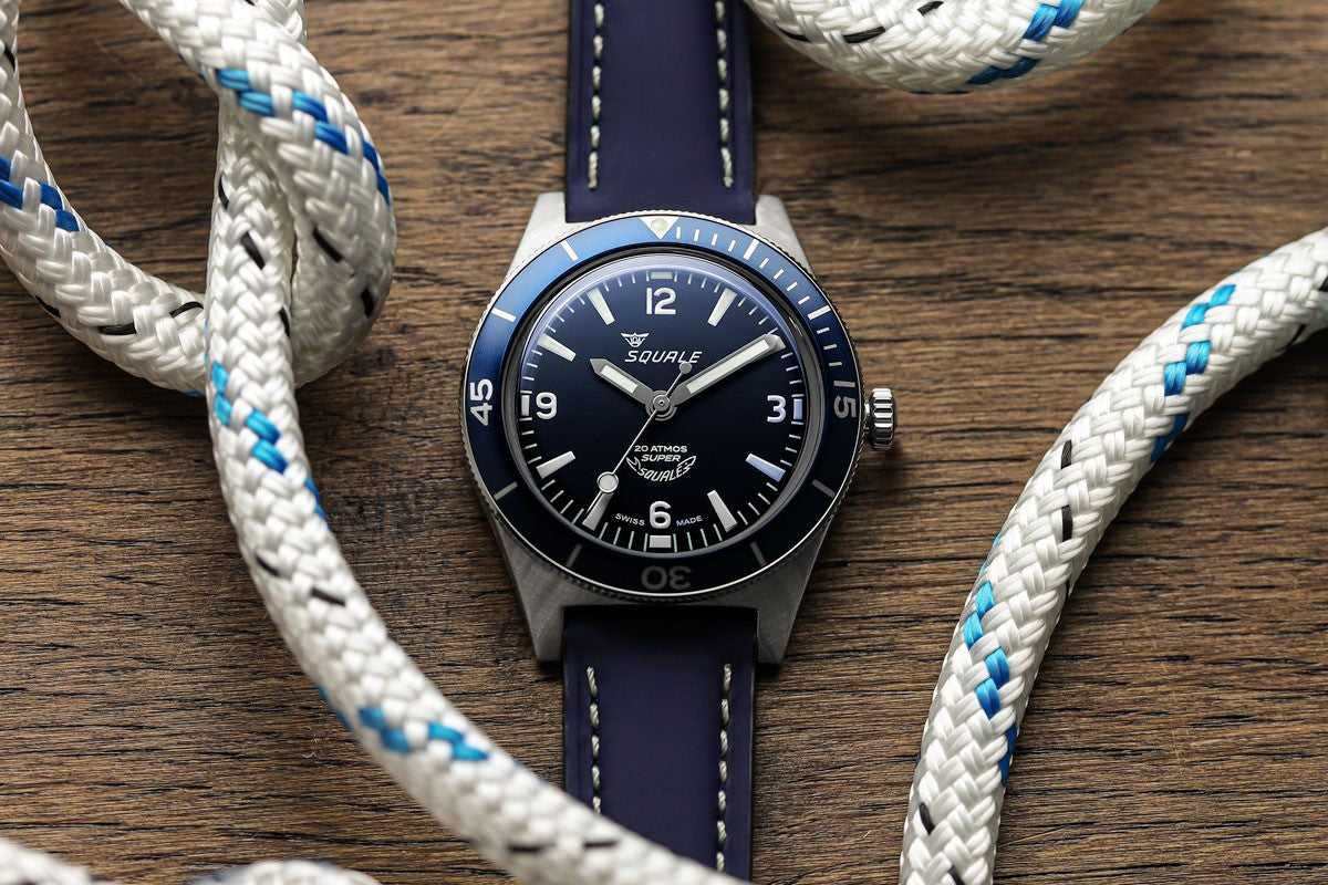Super Squale Arabic Numerals Diver's Watch - Matt Blue Dial