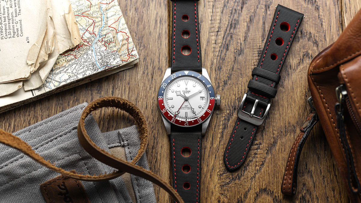 Mayday Anchor Sailcloth Divers Watch Strap – Red - £48
