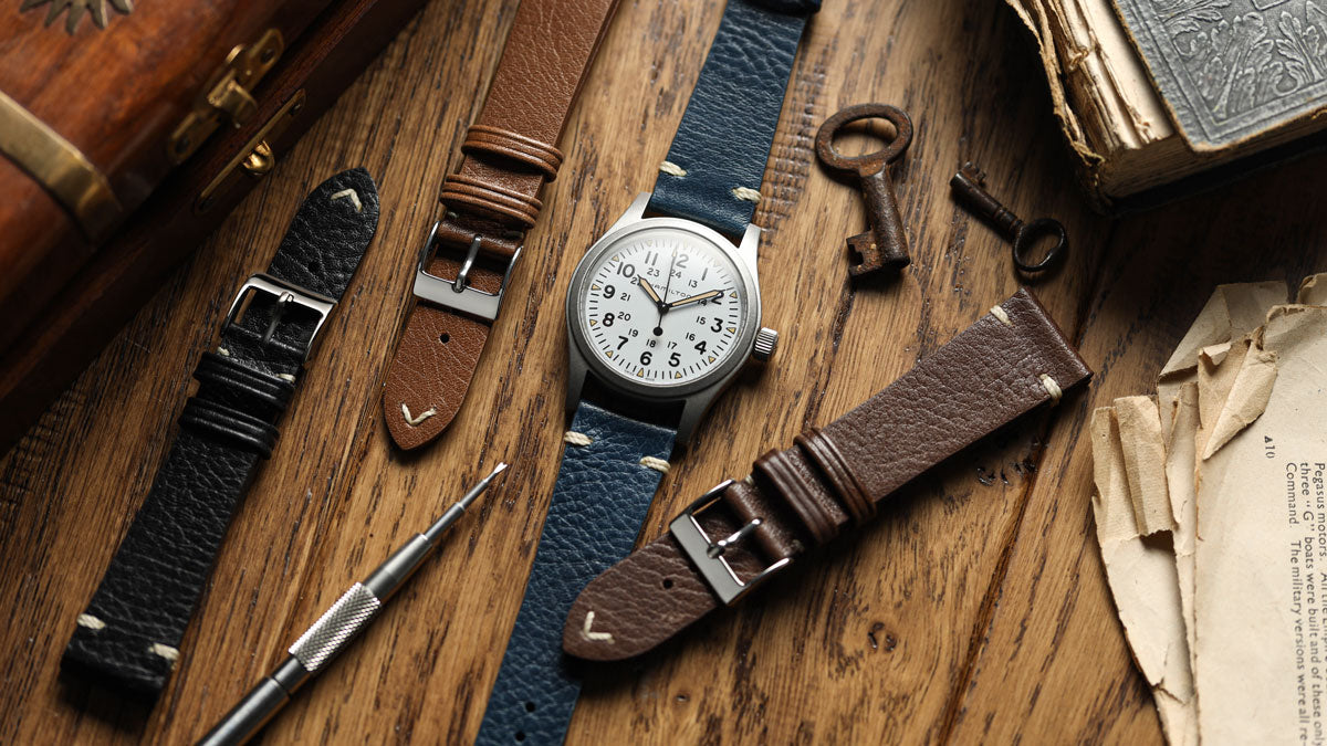 Turon Vintage Handmade Spanish Leather Watch Strap on Hamilton