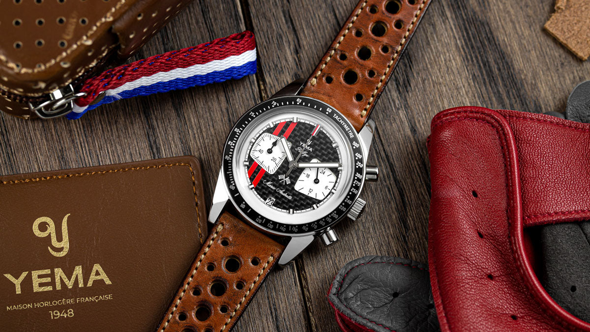 Radstock Racing Style Genuine Leather Watch Strap on Yema
