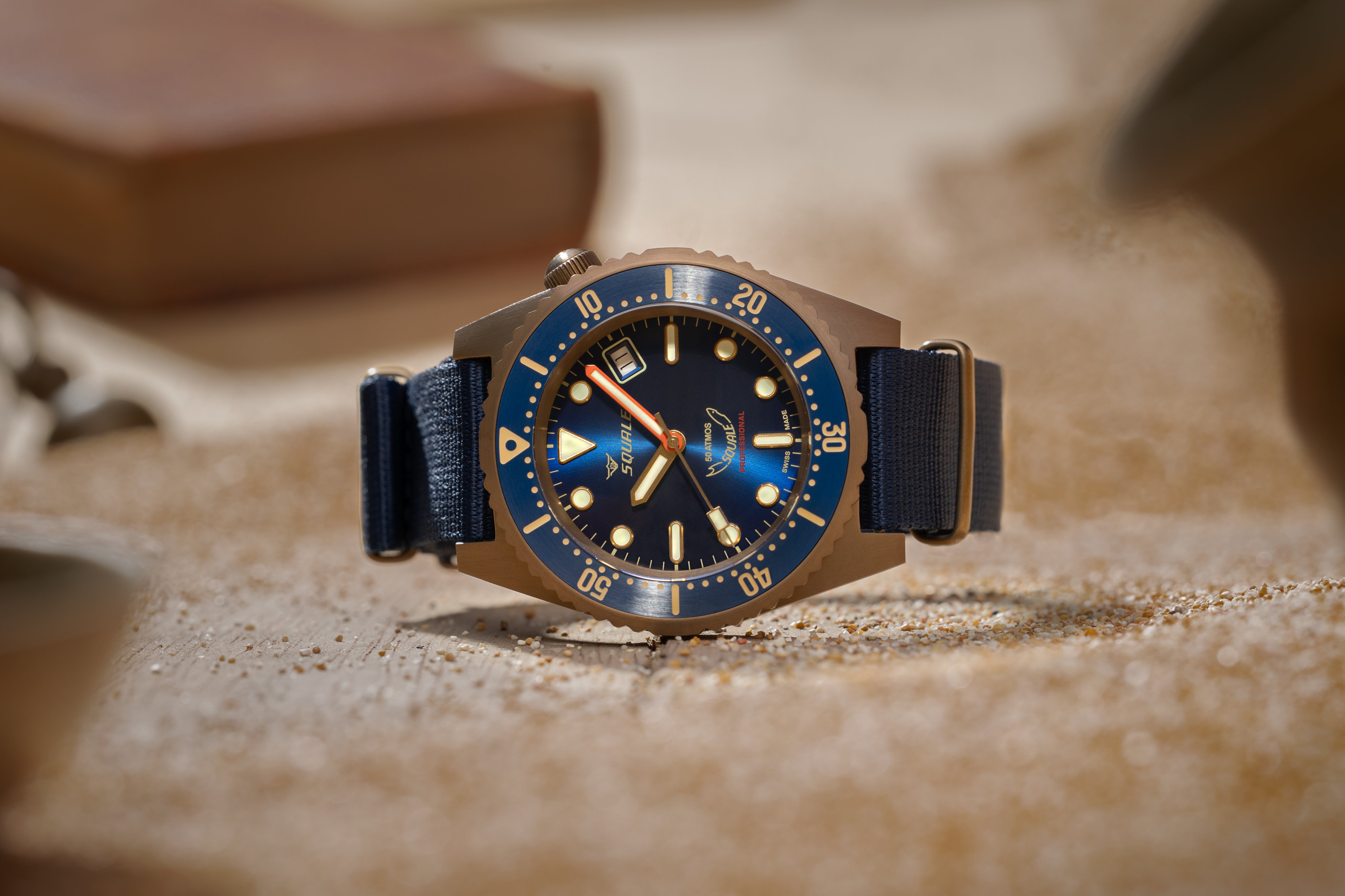 Squale 1521 Swiss Made Bronze Diver's Watch - Blue Sunray Dial