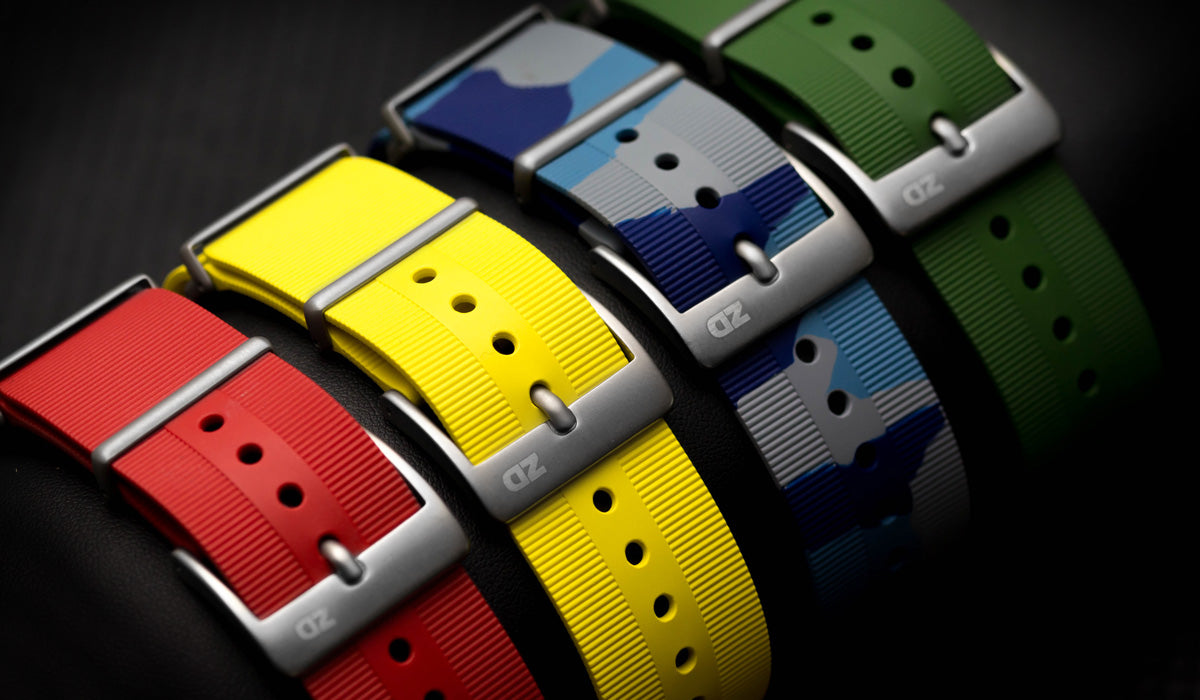 a selection of rubber nato straps by ZULUDIVER