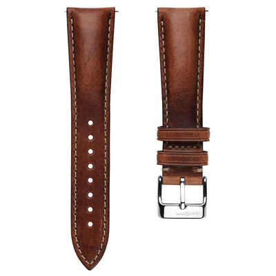 Simple Handmade Italian Leather Watch Strap - Light Brown Pepsi