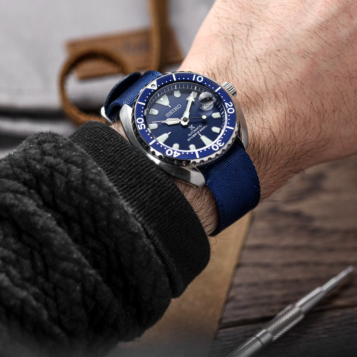 WatchGecko Signature Single Pass Military Nylon Watch Strap - Navy Blu